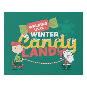 Peanuts Walking In A Winter Candy Land! Faux Canvas Print