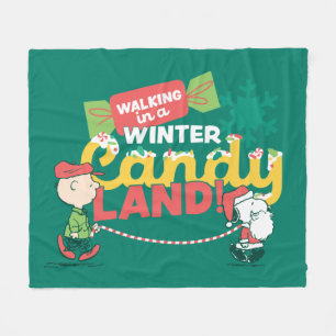 Peanuts   Walking In A Winter Candy Land! Fleece Blanket