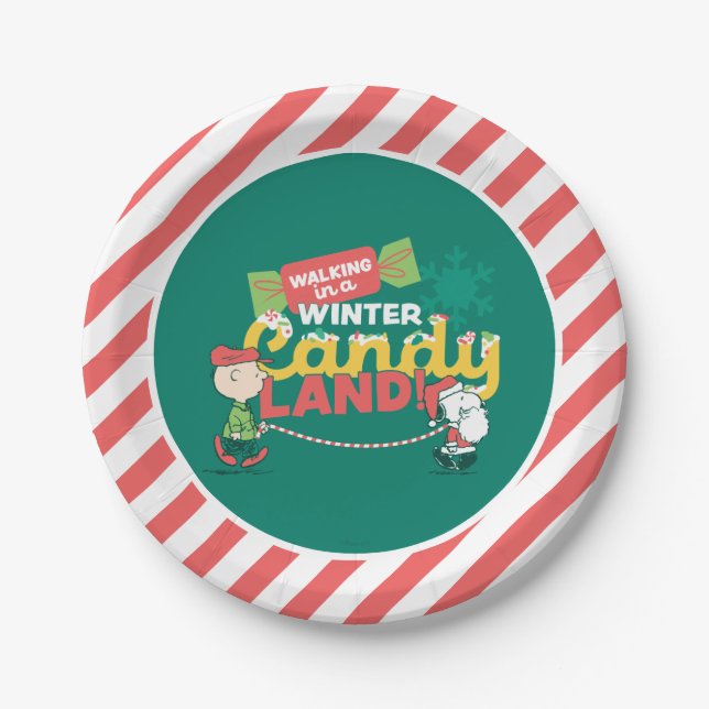 Peanuts | Walking In A Winter Candy Land! Paper Plates (Front)