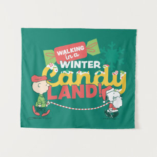 Peanuts Walking In A Winter Candy Land! Tapestry