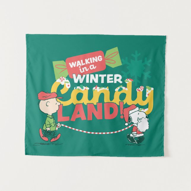 Peanuts | Walking In A Winter Candy Land! Tapestry (Front (Horizontal))