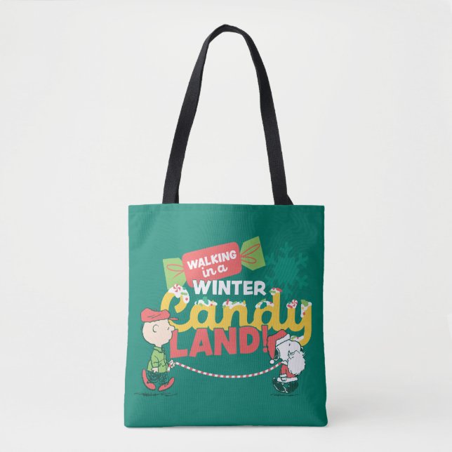 Peanuts | Walking In A Winter Candy Land! Tote Bag (Front)