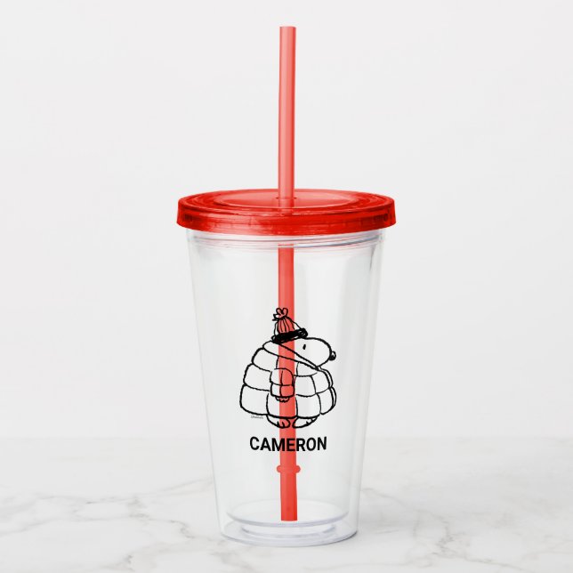 Peanuts | Warm & Cozy | Add Your Name Acrylic Tumbler (Front)