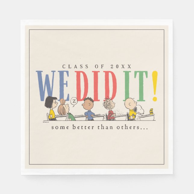 Peanuts We Did It Graduation Funny Quote Snoopy Napkins (Front)