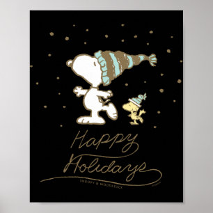 Peanuts Winter Skating T Shirt Poster