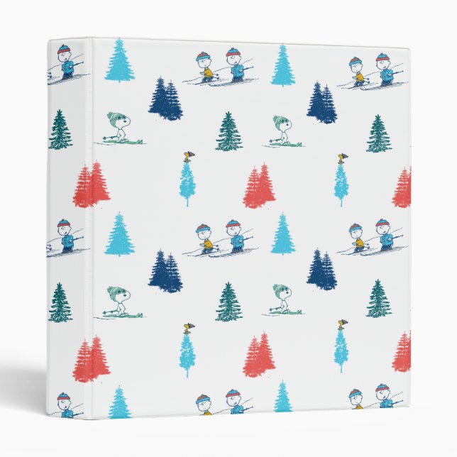 Peanuts | Winter Skiing the Slopes Pattern 3 Ring Binder (Front/Spine)