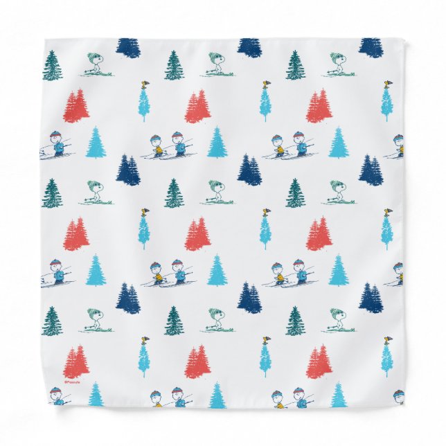 Peanuts | Winter Skiing the Slopes Pattern Bandana (Front)