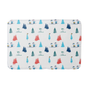 Peanuts Winter Skiing the Slopes Pattern Bath Mat