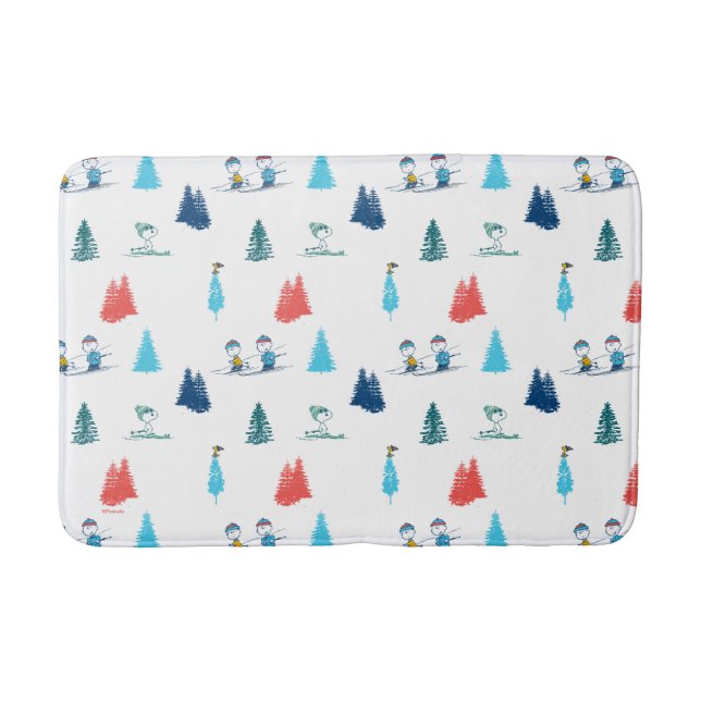 Peanuts | Winter Skiing the Slopes Pattern Bath Mat (Front)