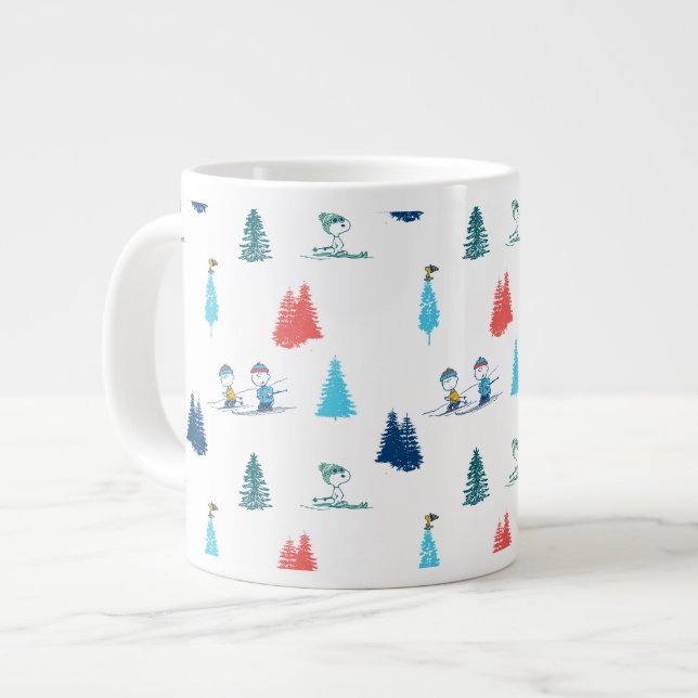 Peanuts | Winter Skiing the Slopes Pattern Giant Coffee Mug (Front Left)