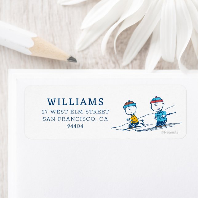 Peanuts | Winter Skiing the Slopes Pattern Label (Insitu)