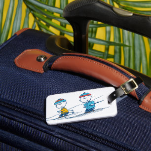 Peanuts Winter Skiing the Slopes Pattern Luggage Tag