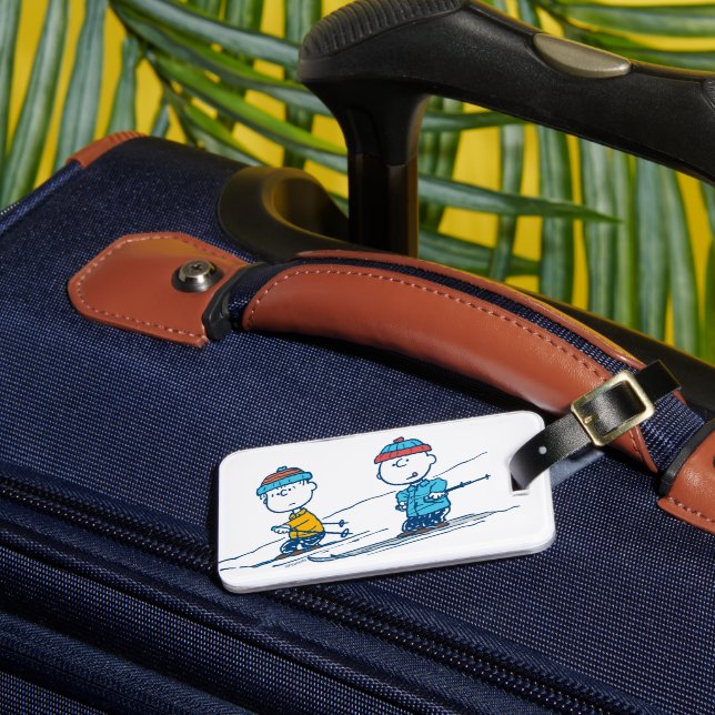 Peanuts | Winter Skiing the Slopes Pattern Luggage Tag (Front Insitu 3)