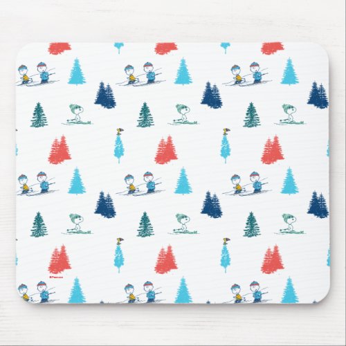 Peanuts  Winter Skiing the Slopes Pattern Mouse Pad