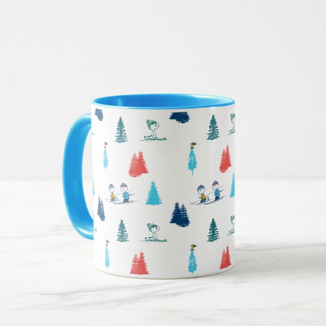 Peanuts | Winter Skiing the Slopes Pattern Mug (Front Left)