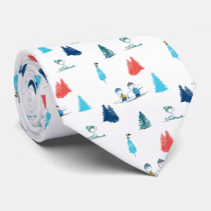 Peanuts   Winter Skiing the Slopes Pattern Neck Tie