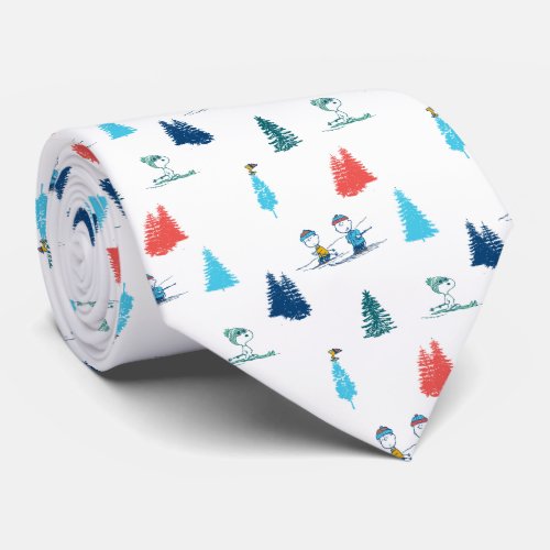 Peanuts  Winter Skiing the Slopes Pattern Neck Tie