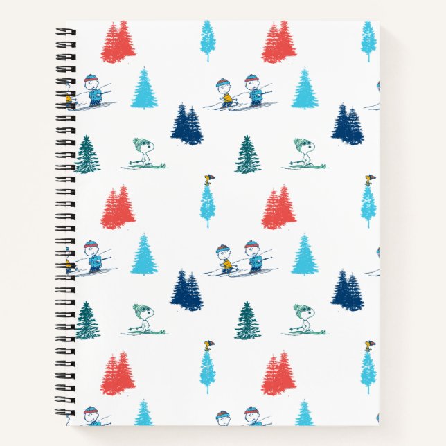 Peanuts | Winter Skiing the Slopes Pattern Notebook (Front)