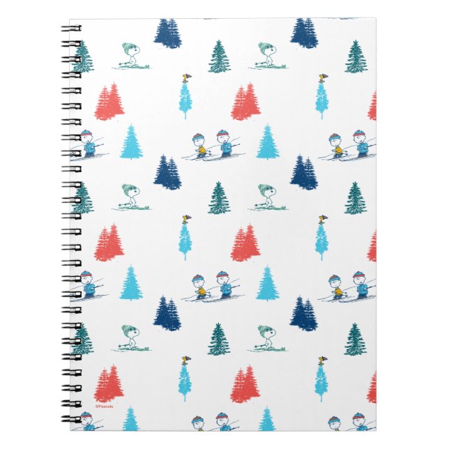 Peanuts | Winter Skiing the Slopes Pattern Notebook (Front)