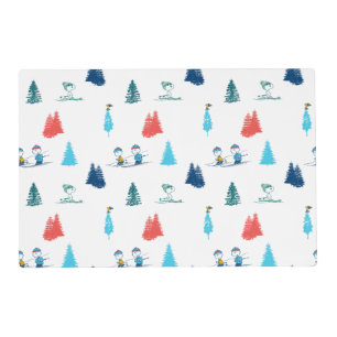 Peanuts   Winter Skiing the Slopes Pattern Placemat