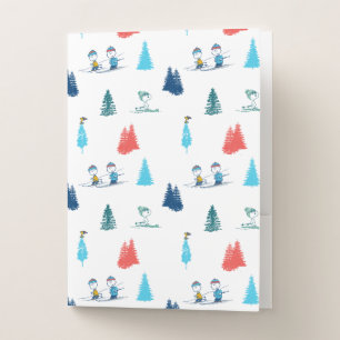 Peanuts Winter Skiing the Slopes Pattern Pocket Folder