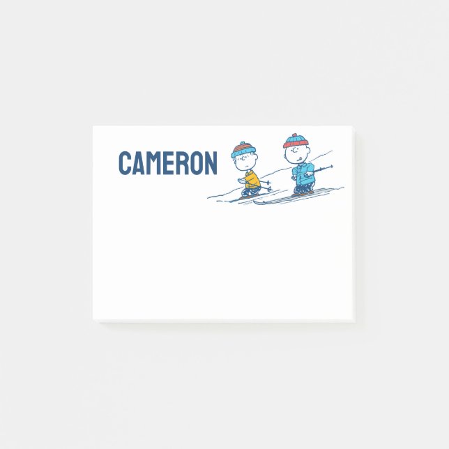 Peanuts | Winter Skiing the Slopes Pattern Post-it Notes (Front)
