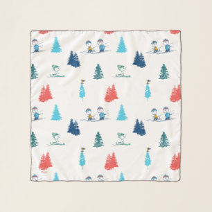 Peanuts Winter Skiing the Slopes Pattern Scarf