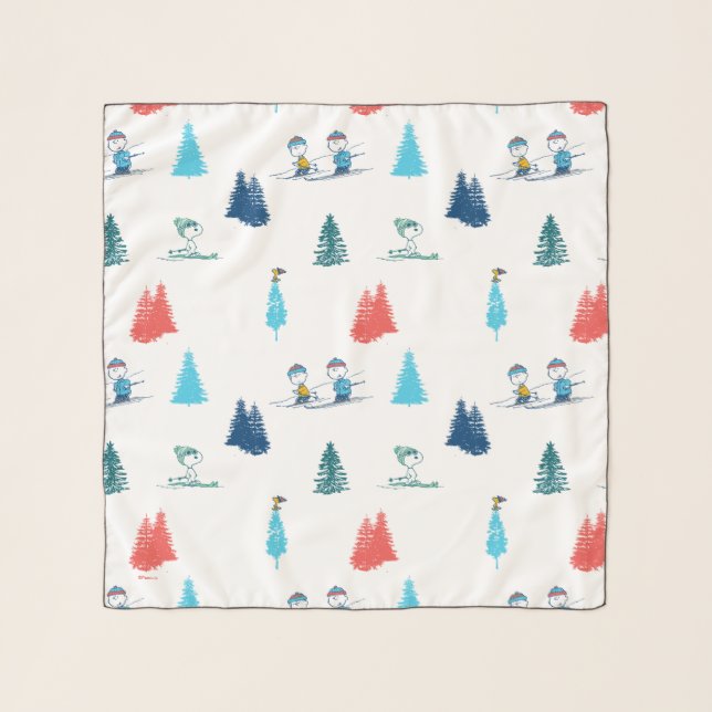 Peanuts | Winter Skiing the Slopes Pattern Scarf (Front)