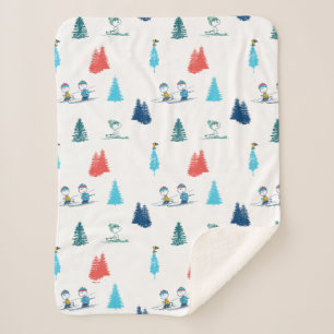 Peanuts   Winter Skiing the Slopes Pattern Sherpa Blanket