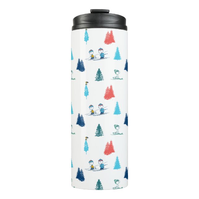 Peanuts | Winter Skiing the Slopes Pattern Thermal Tumbler (Front)