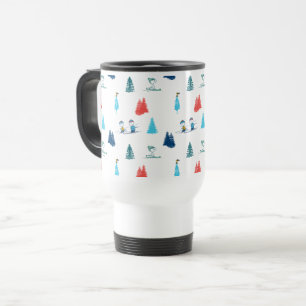 Peanuts Winter Skiing the Slopes Pattern Travel Mug