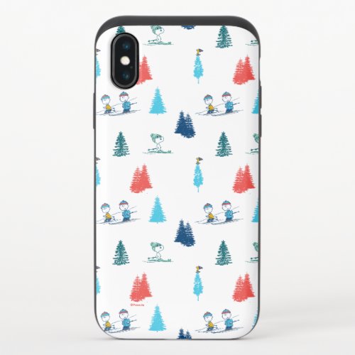 Peanuts  Winter Skiing the Slopes Pattern iPhone X Slider Case