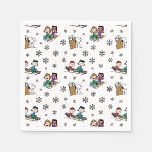 Peanuts Winter Sledding Fun Pattern Napkins