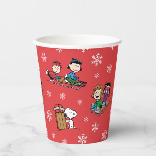 Peanuts  Winter Sledding Fun Pattern Paper Cups
