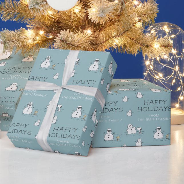 Peanuts - Winter Snowman Customizable Wrapping Paper (Holidays)