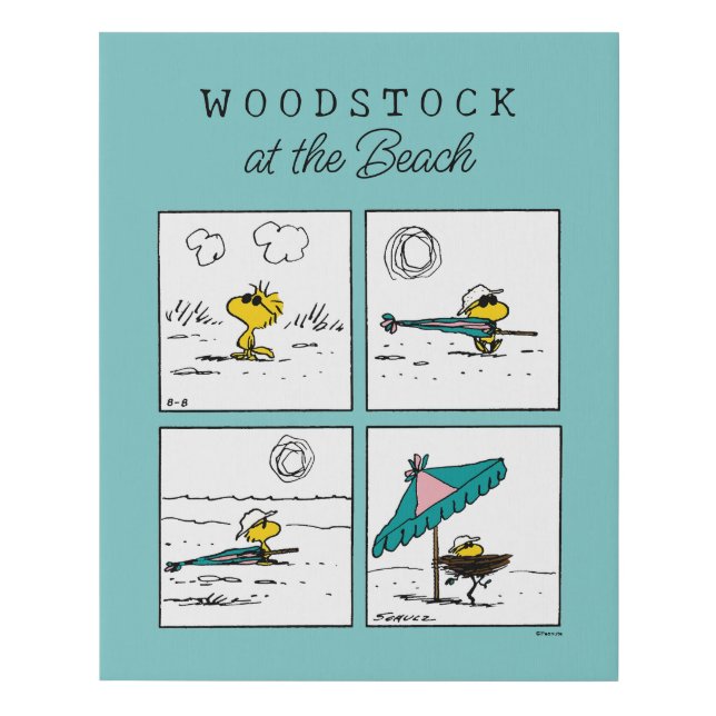Peanuts | Woodstock at the Beach Faux Canvas Print (Front)