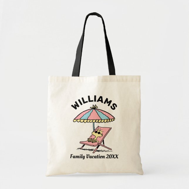 Peanuts | Woodstock Beach Family Vacation Tote Bag (Front)