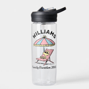 Peanuts Woodstock Beach Family Vacation Water Bottle