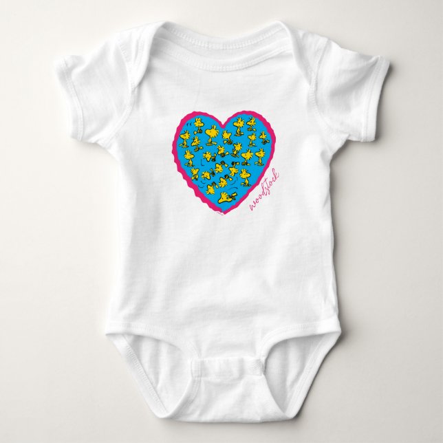 Peanuts | Woodstock Blue Heart Baby Bodysuit (Front)