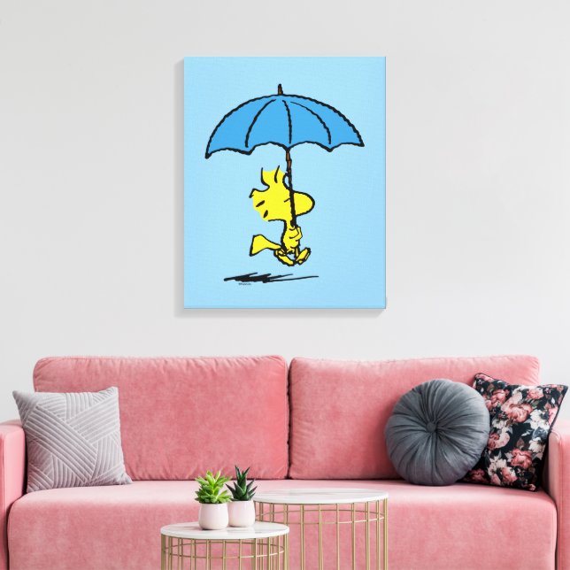 Peanuts | Woodstock Blue Umbrella Canvas Print (Insitu(LivingRoom))