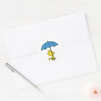 Peanuts | Woodstock Blue Umbrella Classic Round Sticker