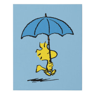 Peanuts   Woodstock Blue Umbrella Faux Canvas Print