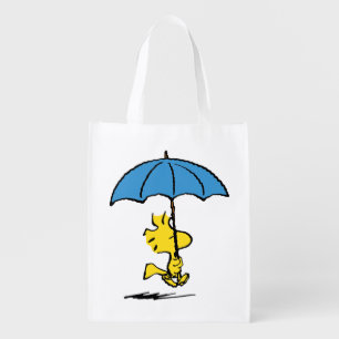 Peanuts Woodstock Blue Umbrella Grocery Bag