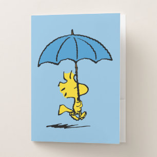 Peanuts   Woodstock Blue Umbrella Pocket Folder