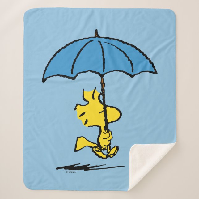 Peanuts | Woodstock Blue Umbrella Sherpa Blanket (Front)