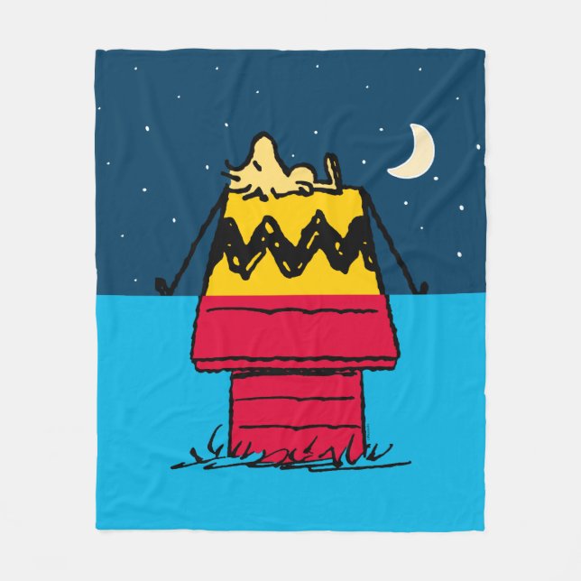 Peanuts | Woodstock Camping Half & Half Fleece Blanket (Front)