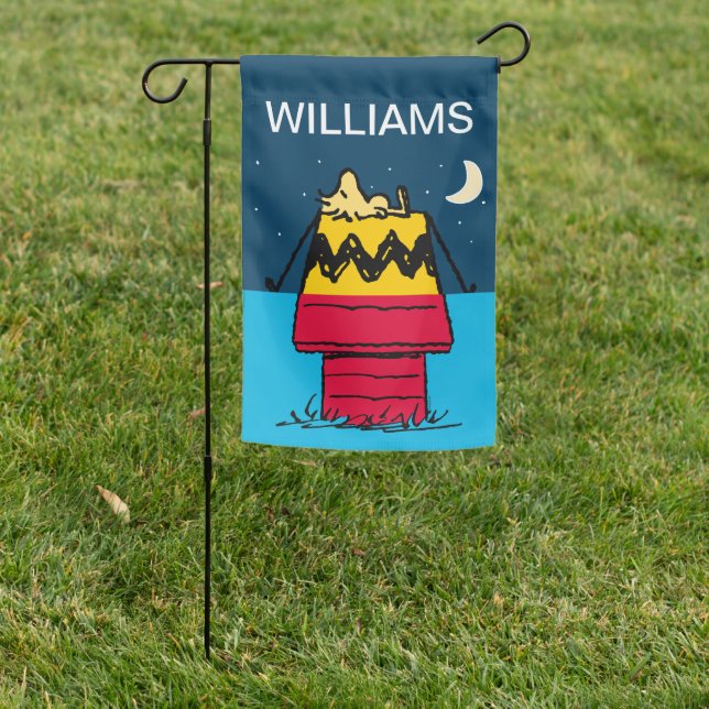 Peanuts | Woodstock Camping Half & Half Garden Flag (In SItu)