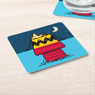 Peanuts   Woodstock Camping Half & Half Square Paper Coaster