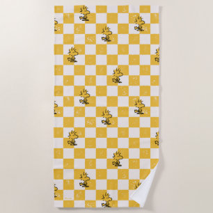 Peanuts Woodstock Checkered Flag Beach Towel