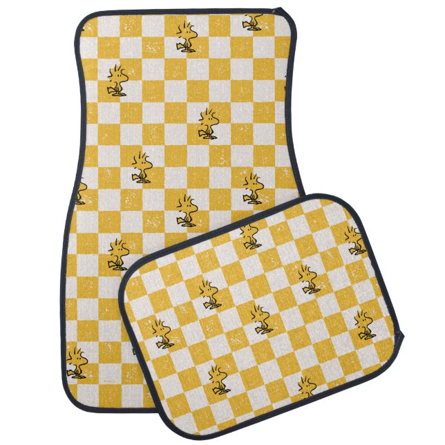 Peanuts | Woodstock Checkered Flag Car Floor Mat (Set)